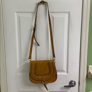 Brown and gold cross body bag